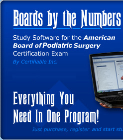 Study Software for the AmericanBoard of Podiatry SurgeryCertification ExamBy Certifiable Inc.Notes By Podiatry Institute Inc.  Everything You Need On One CD!